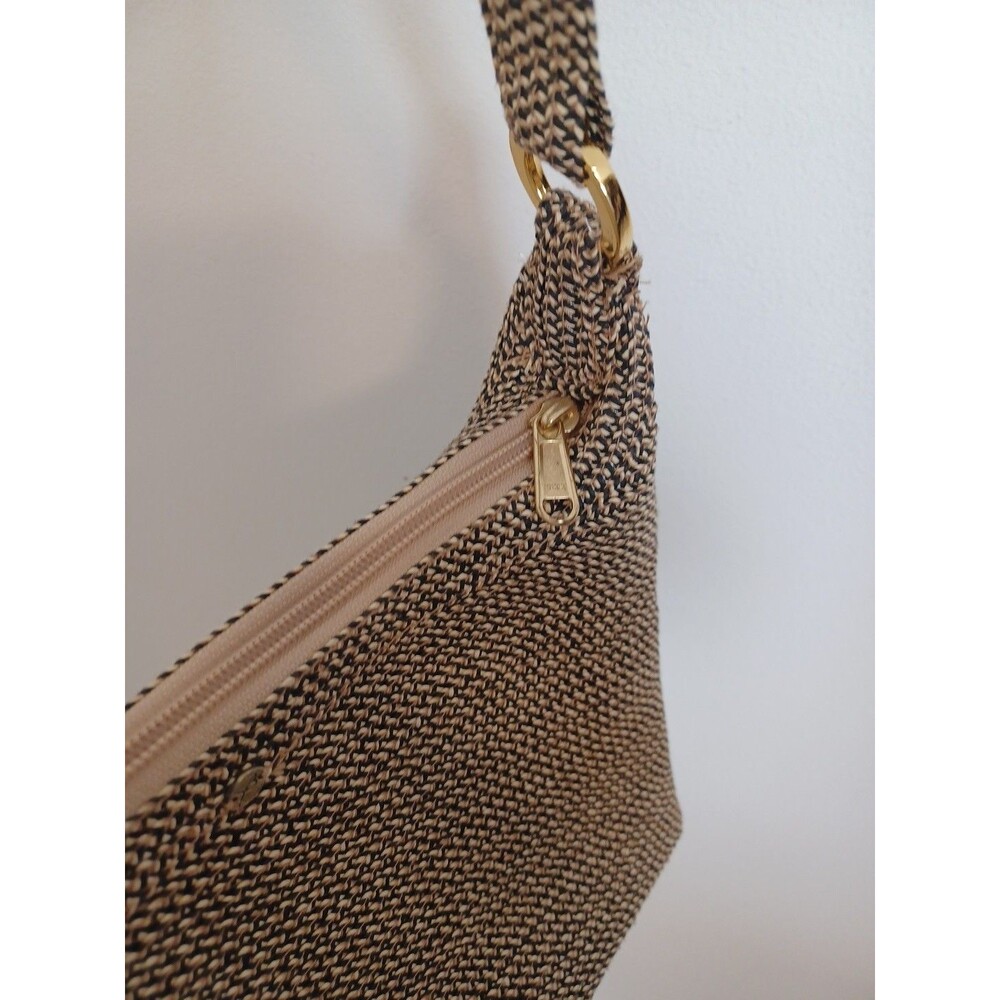 BETMAR New York Purse Tan & Black Woven Knit Vintage Tweed Handbag Shoulder Bag - Picture 8 of 13